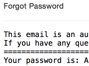 email showing plain text password