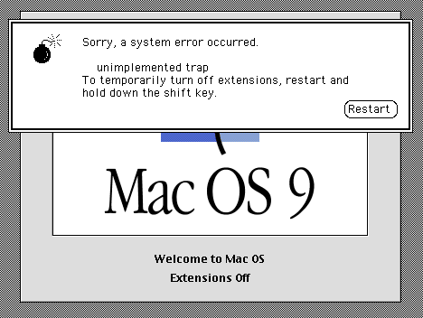 macos9 extensions off crash